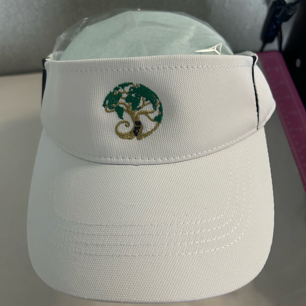 Sport-Tek White Visor with Green and Gold Logo - Picture 5 of 13